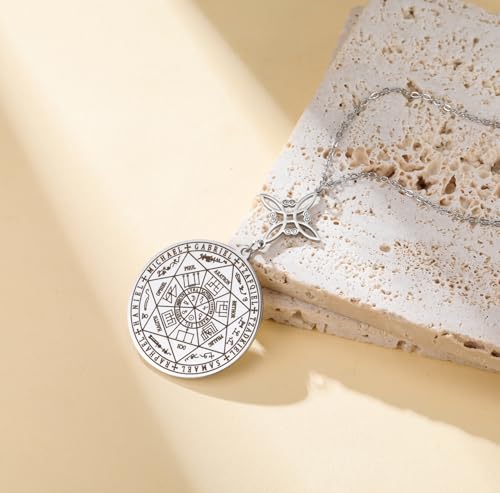 EUEAVAN Collier avec pendentif représentant les 7 archanges Nœud celtique Nudo De Bruja Sigil de l'archange Saint Michel Pendentif Talisman catholique Bijoux Wiccan Cadeau (argent) – vue 4