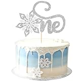 Rsstarxi 1パック スノーフレーク ワンケーキトッパー 冬 アナと雪の女王 ファーストバースデーケーキピック スノーフレーク 1歳の誕生日ケーキデコレーション 冬のワンダーランドテーマ ベビーシャワー 1歳の誕生日パーティーデコレーション ホワイト