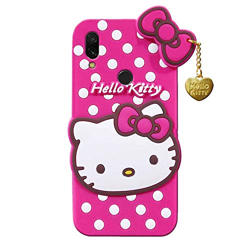 Image of Unirock Hello Kitty Back Case Cover for Redmi Y3| 3D Cute Hello Kitty Case |Soft Silicone Rubber Back Cover with Pendant Kitty Cover for Redmi Y3 (Pink)