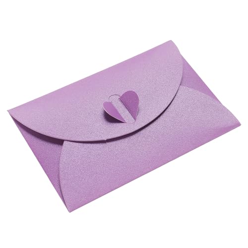 Mini enveloppes violettes avec fermoir cœur PATIKIL pour cartes de vœux et mariage x50