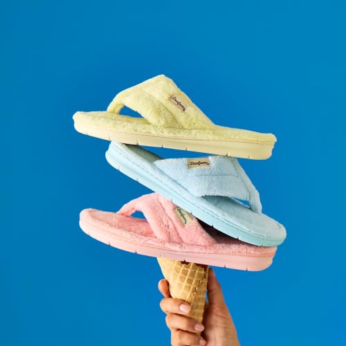 Image of Dearfoams Women's Melanie Thong Slide Memory Foam Terry Sandal Summer House Slippers