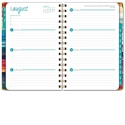 Hardcover Academic Year 2023-2024 Planner: (June 2023 Through July 2024) 5.5"X8" Daily Weekly Monthly Planner Yearly Agenda. Bookmark, Pocket Folder And Sticky Note Set (Rainbow Oak) #TOP5