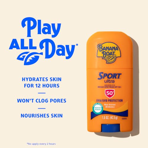 Image of Banana Boat Sport SPF 50 Sunscreen Stick, 1.5 oz | Travel size sunscreen for face and body, Water and sweat resistant, Easy application, UVA /UVB broad spectrum protection