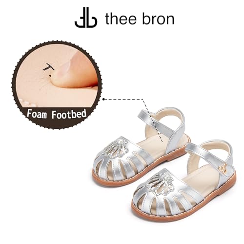Image of THEE BRON Toddler Girls Closed-Toe Sandals Sweet Retro Cutout Summer Dress Shoes