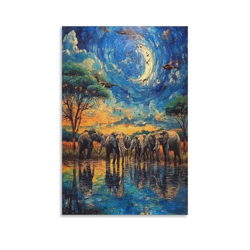 Impression sur toile d'éléphant moderne pour habiller un mur vide