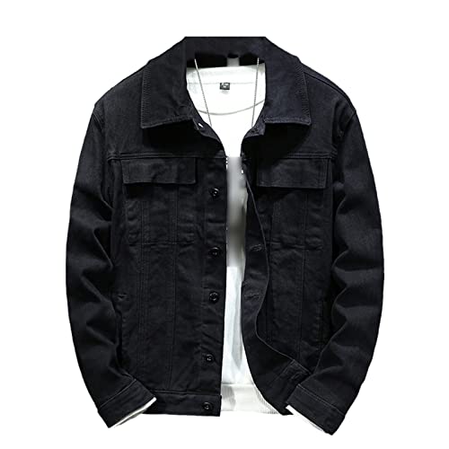Veste en jean homme grande taille XXXXL stretch noir veste confort printemps Kelsiop
