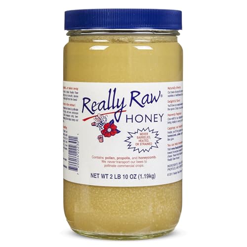 Really Raw Honey, Straight from the Hive, Never Heated or Filtered, Harvested from Small USA Family Farms, Smooth and Dense (42 Ounce)