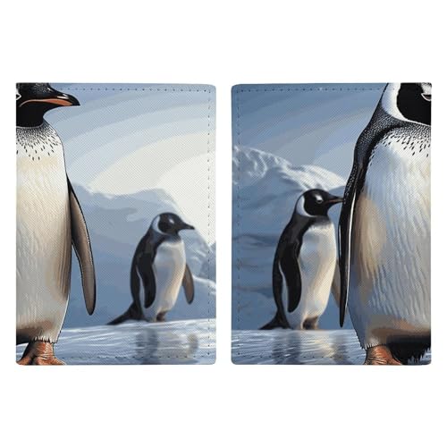 Étui de passeport en cuir étanche avec motif pingouin unique