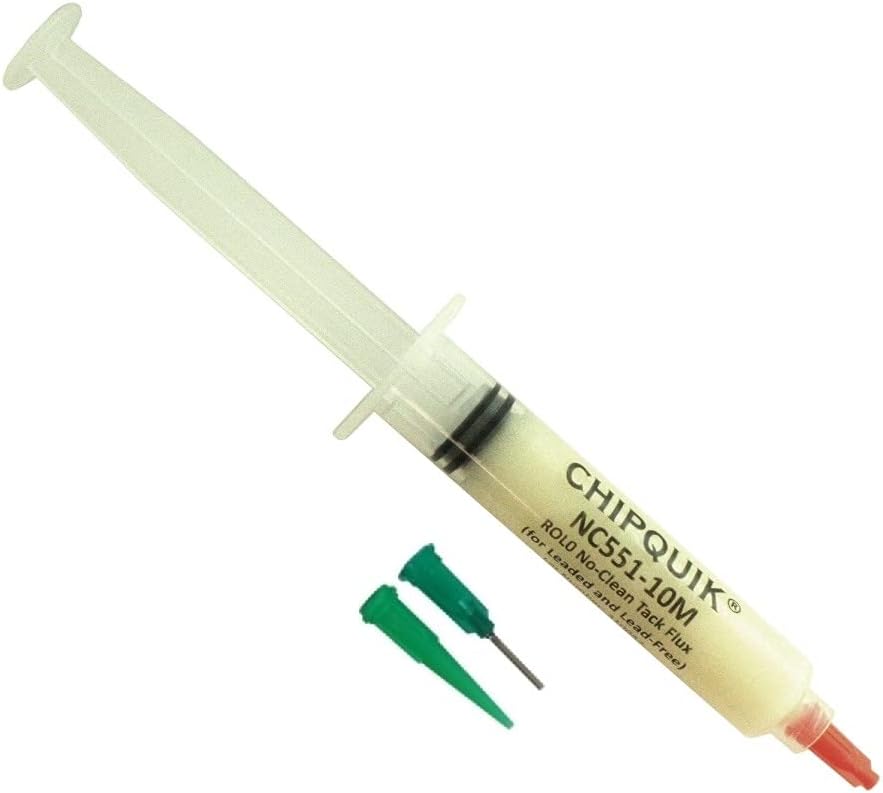 Chip Quik NC551-10M ROL0 No-Clean Tack Flux in 10cc/10g Luer Lock Manual Syringe w/tips