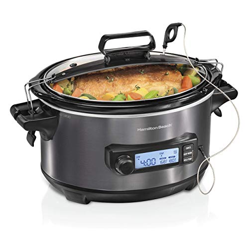 Hamilton Beach 33866 Temp Tracker Slow Cooker 6 quart Silver (Renewed)