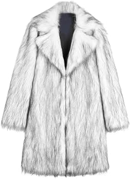 Lisa Colly Men's Faux Fur Coat Jacket Winter Fluffy Coat Outwear
