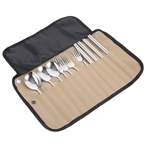 GRIRIW 1Set Camping Cutlery for Picnic Portable Utensils with Storage Bag for Outdoor Dining Hiking Bbq and Travel Compact and Organized Tableware Kit