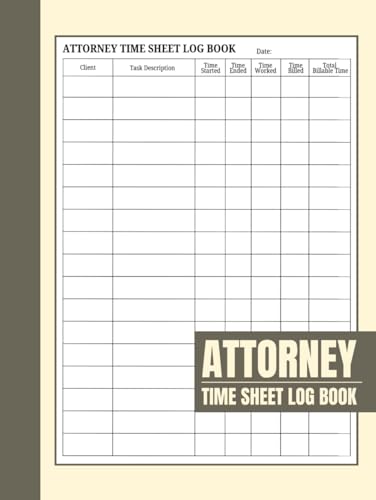 Attorney Time Sheet Log Book