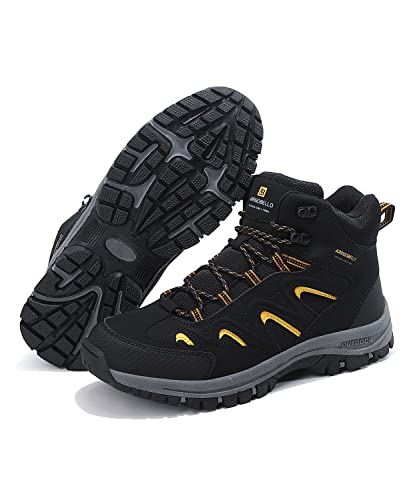 Arrigo Bello Boots For Men Snow Boots Winter Outdoor Hiking Shoes Lightweight Ankle Booties Leather Walking Lace Up Trekking（Black, Size 11 #TOP1