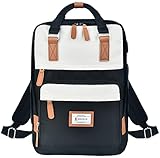 KeKour Rucksack Damen Lässiger Moderner Schulrucksack für 14 Zoll Laptop Rucksack Schule für Mädchen Teenager Camping, Reisen, Outdoor, Freizeit, Arbeit (Schwarz/Grau)