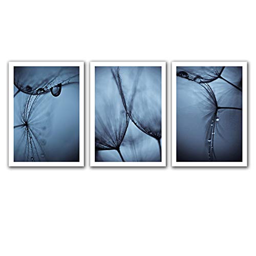 Affiche Nature Pissenlit Bleu pour un salon moderne | triptyque 60x80 cm