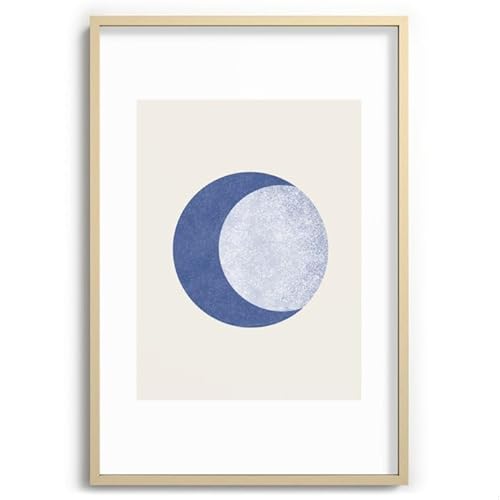 Society6 Moon Crescent - Blue by Moonlightprint-Recessed Framed Print (Maple