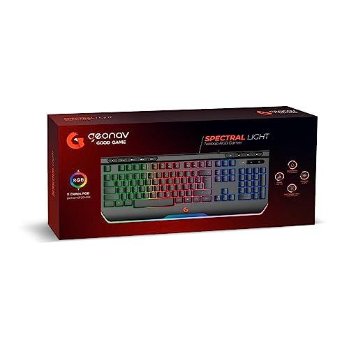 Geonav Teclado Gamer Semi-mecânico Spectral Light GOOD GAME, 107 teclas, 11 Efeitos RGB, Teclas anti