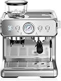 Espressomaschine Mit Integriertem Mahlwerk Und Milchaufschäumer, 15 Bar Professionelle Siebträgermaschine Für Den Haushalt, Abnehmbarer Wassertank, Dampfdüse Zur Zubereitung Von Cappuccino & Latte Mac