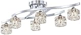 Possini Euro Design Modern Ceiling Light Semi Flush-Mount Fixture 30 1/2' Wide Chrome 6-Light Clear Glass Crystal Cube Shades for Bedroom Kitchen Living Room Hallway Dining Bathroom Schoolhouse