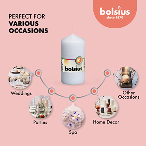 Bolsius 10 White Pillar Candles - 2.25 X 4.75 Inches - Premium European Quality - Individually Wrapped - 33 Hours Burn Time - Dripless Smokeless Unscented Dinner, Wedding, Party, & Restaurant Candles #TOP3