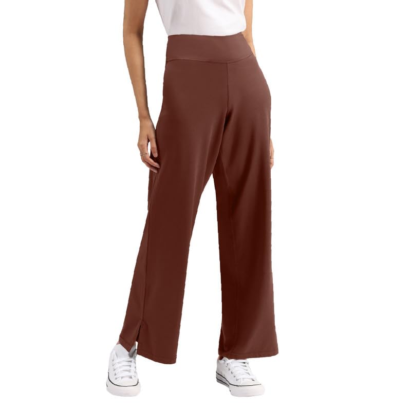 Image of BlissClub AM:PM Cotton Wide Leg Pants - Lite, Cotton Pants, Wide Waistband, Slit at Hem, Side Pockets, Regular (for Women Upto 5'4 ft)