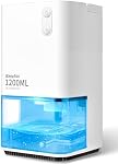 EasyAcc® Dehumidifiers, 40 oz Water Tank, (450sq ft) Quiet Dehumidifiers for RV Bedroom Bathroom Closet Auto Shut off 1200ml Small Dehumidifier with Handle, 7 Lights for Closets Trailer