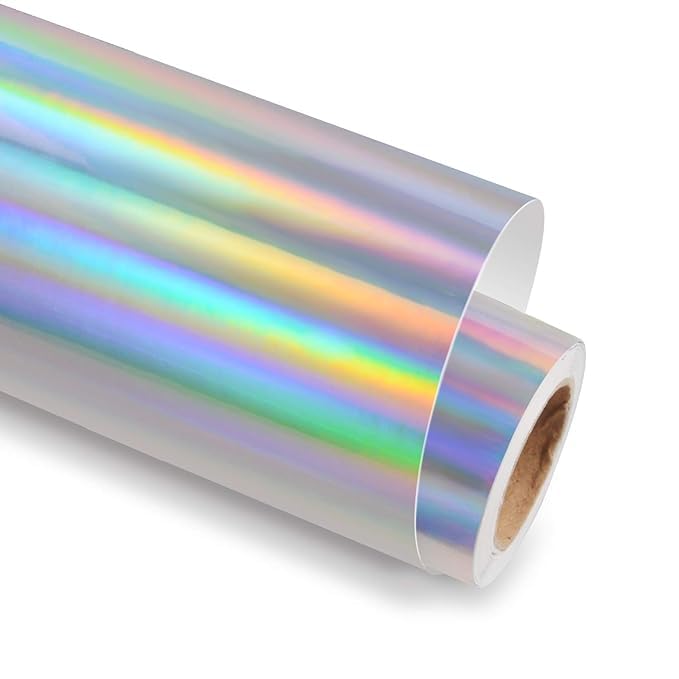 Holographic Glossy Rainbow Silver Adhesive Craft Sticker Vinyl 50 Cm X 70 Cm (Sticker Roll)