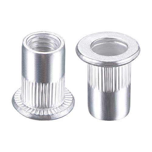 Écrous à rivet M6 à tête plate moletée anti-rotation argentés