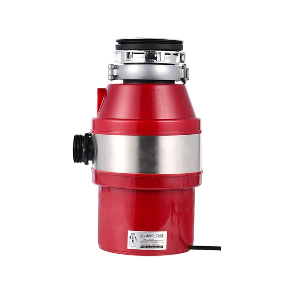1400 Ml Broyeur De Déchets Alimentaires Ménagers Broyeur De Déchets De Cuisine En Acier Inoxydable Déchiqueteuse/Déchiqueteuse D'ordures Traitement Des Déchets 4200 Tours/Minute 370W (Color : Red)