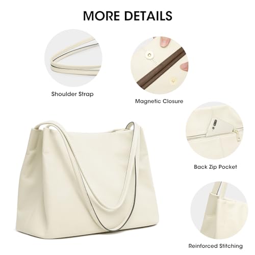 Image of Kattee Leather Tote Bags for Women, Casual Shoulder Hobo Purses and Handbags, Top Magnetic Snap Closure