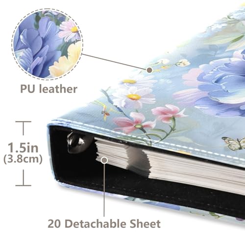 Álbum de fotos autoadhesivo DIY para scrapbook con flores elegantes, encuadernación de 3 anillos, 40 páginas, tamaño 8x10 miniatura 4