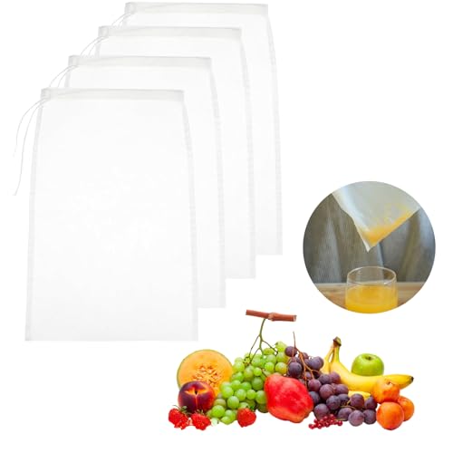 Lxtness 4 PCS Reusable Straining Bag, 20 * 30cm Cheesecloth Drawstring Bags, Cold Brew Coffee Cheese Cloths Strainer, Mesh Bags Net Bags Muslin Cloths for Cooking, Yogurt, Nut Milk, Food Straining