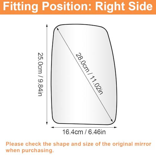 SENZEAL Wing Mirror Upper Glass Heated Driver Side for Renault Master MK3 2010-2024 Vauxhall Movano B Nissan NV400 2010-2021 963655132R (Right)