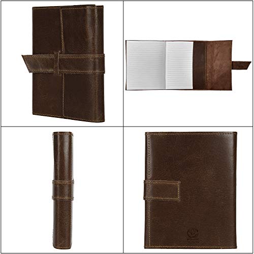 Handmade Leather Journal Refillable - Antique Travel Notepad For Men & Women - Lined 8 X 6 Inches Paper Notebook Diary For Writers, Artist, Poet - Gift Set For Him & Her (Journal With Ruled/Lined) #TOP5