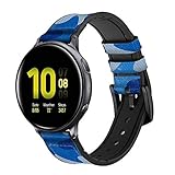  Army Blue Camo Camouflage Correa de Reloj Inteligente de Cuero y Silicona para Samsung Galaxy Watch Watch3, Gear S3 Models Gear S3 Frontier Gear S3 Classic Tamaño (22mm)