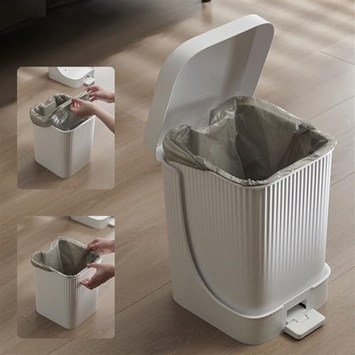 Caneca cuadrada de plástico con tapa y pedal 2.6 Gal miniatura 5