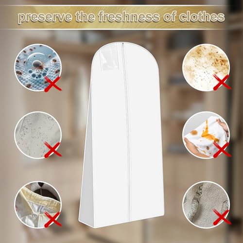 1 Stück Brautkleidhülle Kleidersack 180 cm,Anti-Staub Atmungsaktiver Hochzeitskleid Kleidersack mit Mit Reißverschluss, Geeignet für Brautkleider, Kleider, Mäntel, Lange Mäntel usw