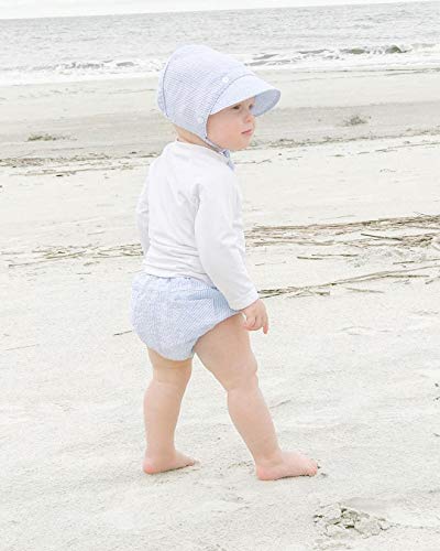 Huggalugs Baby Boys Blue And White Seersucker Bonnet 6-12Mo #TOP1