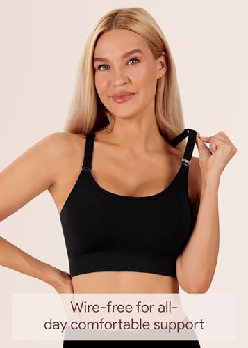 Angelhood Nursing Bras for Breastfeeding, Ribbed Nursing Sports Bra Yoga Maternity Bras Pregnancy Sleep Bralette4