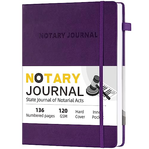 Homlive Notary Journal Log Book, 7x10 Hardcover, 136 Pages
