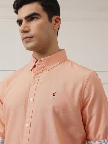 Image of Thomas Scott Men's Cricket Club Collection Classic Regular Fit Twill Shirt | 100% Cotton Long Sleeve Solid Shirt with Button Down Collar (Available in Plus Size)