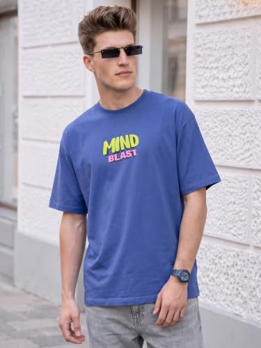 Image of Veirdo Men Bold Front & Back Printed Oversized Fit T-Shirt for Men, Cotton Fabric, Drop-Shoulder Streetwear Casual Graphic Tee, Stylish & Comfortable (OS VD APX SW S)