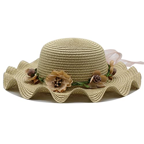 Chapeau de plage parent-enfant en paille tressée pour les vacances