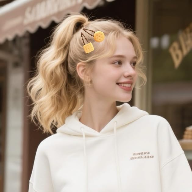 8 Pinzas de cabello con diseño de galleta divertido miniatura 6