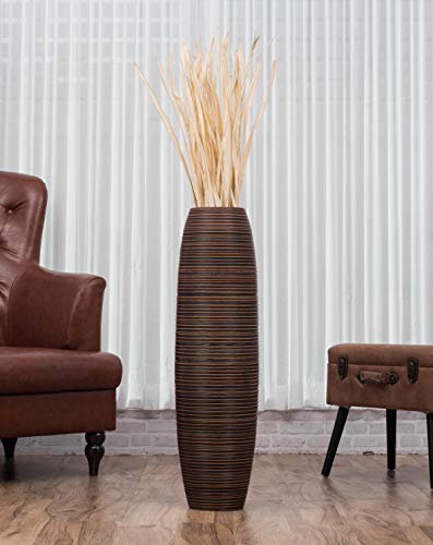 Image of Leewadee Large Floor Vase 34 inches Mango Wood for Pampas Grass, Dried Flowers