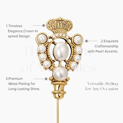 Image of SHE'S FREE STYLE JUST FOR YOU [Versailles Dream] Vintage crown flower brooches and pins for women, Pearl brooch pins Metal Plating Process safety pins Baroque Style jewelry pins and brooches