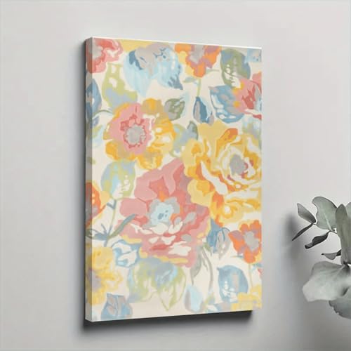 Peinture sur toile fleurs colorées pour réveiller un mur terne