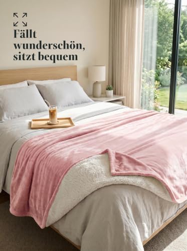Utopia Bedding Kuscheldecke Warm Sherpa Wolldecke [Rosa, 200x150 cm] – Ansicht 2