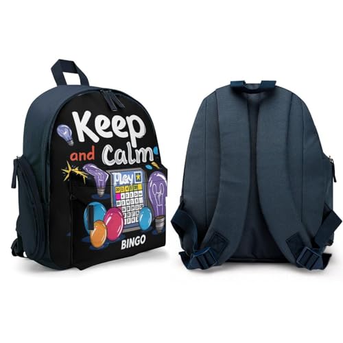 Keep Calm and Play Bingo Cute Backpack Small Daily Casual Daypack Travel Bag with Adjustable Strap Graphic Print4